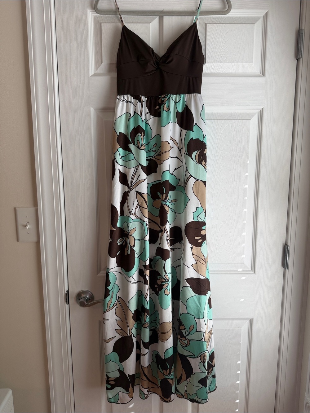 Candie’s Floral Maxi Dress in Mint & Brown